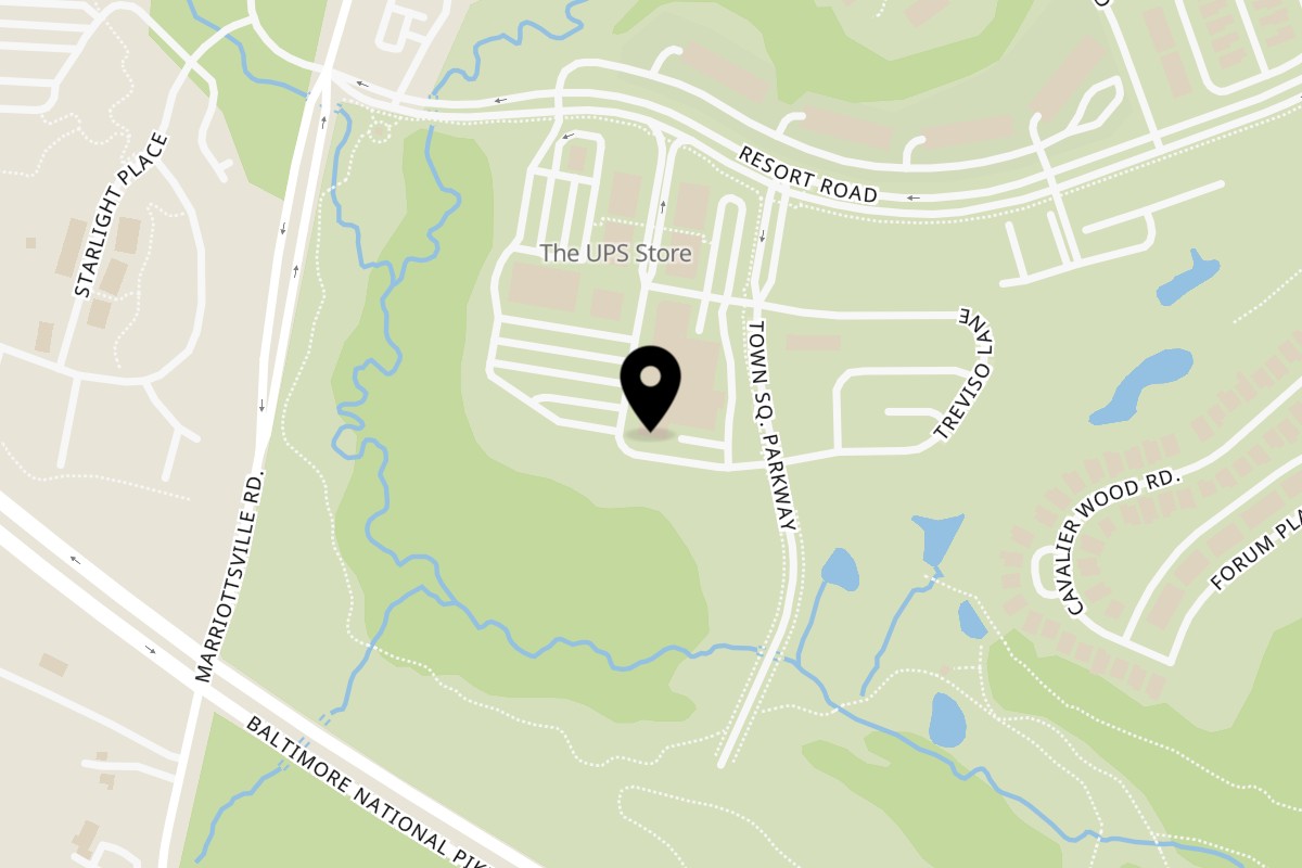 Map showing the location of Mimi's Kabob Turf Valley on 11071 Resort Road in Ellicott City